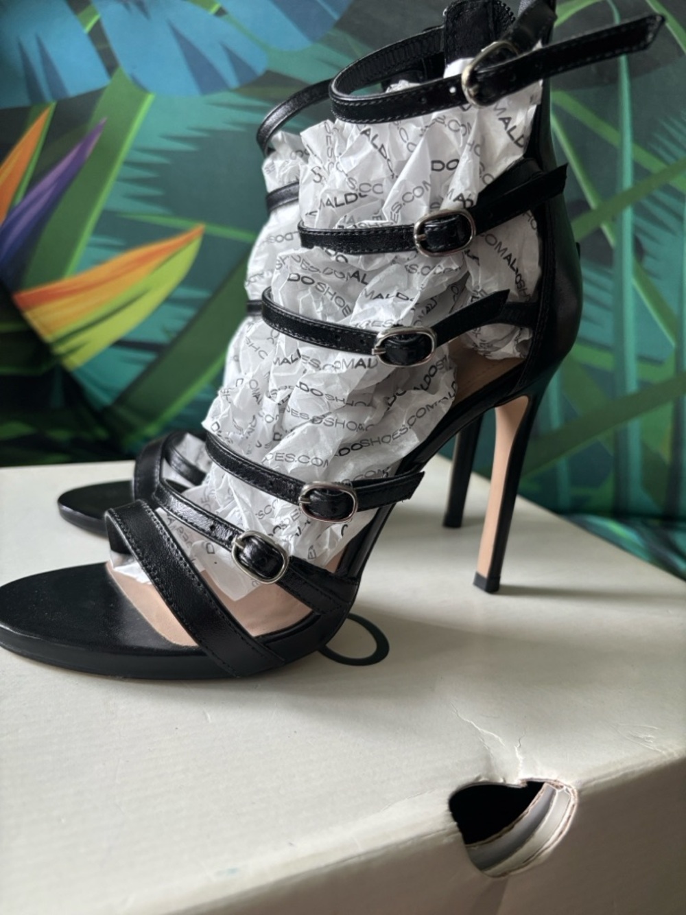 Aldo Black Strappy High Heel Sandals